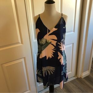 Navy tropical mini dress